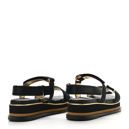 Chanel Satin CC Flat Sandals 39 Black Gold 4 of 7
