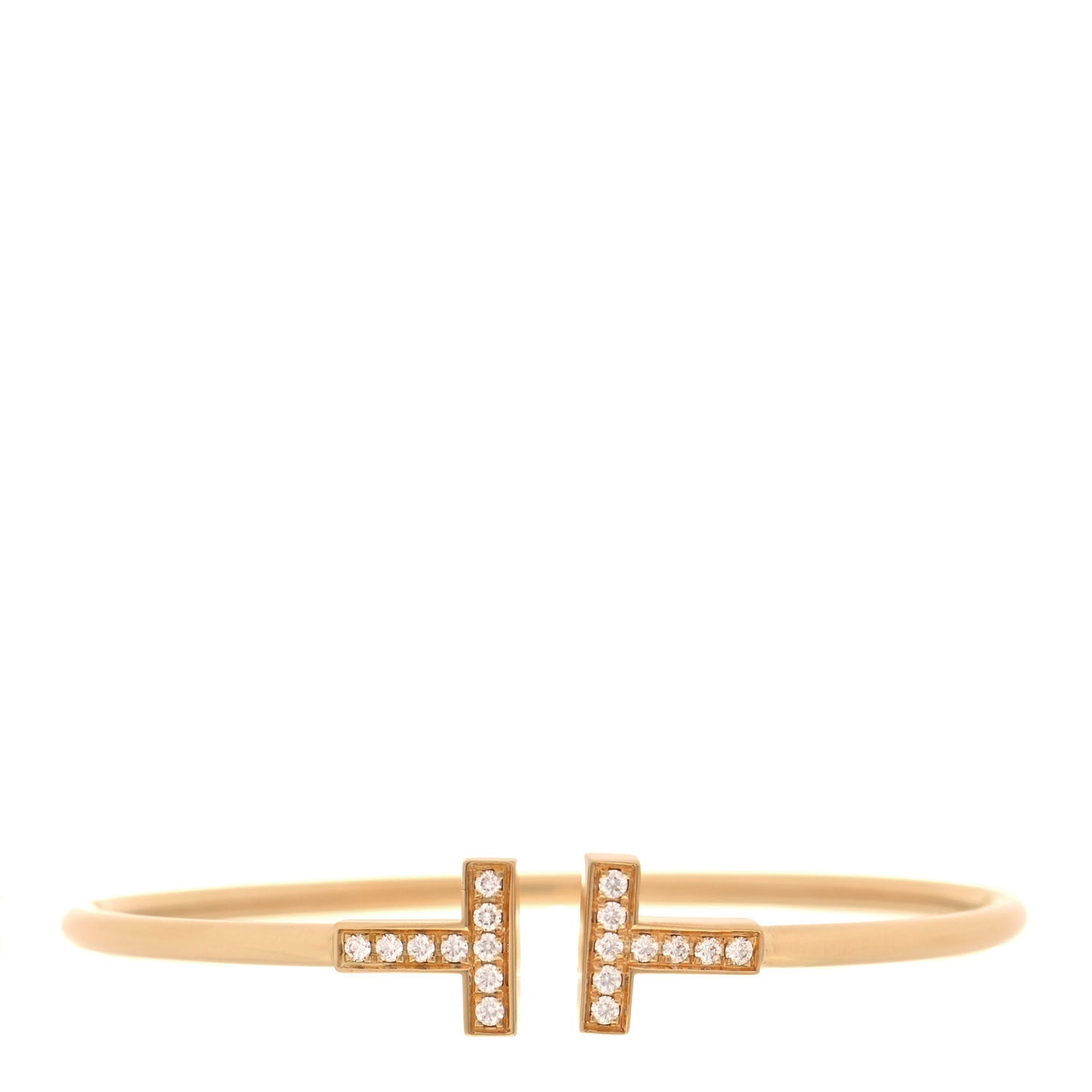 18K Yellow Gold Diamond T Wire Bracelet