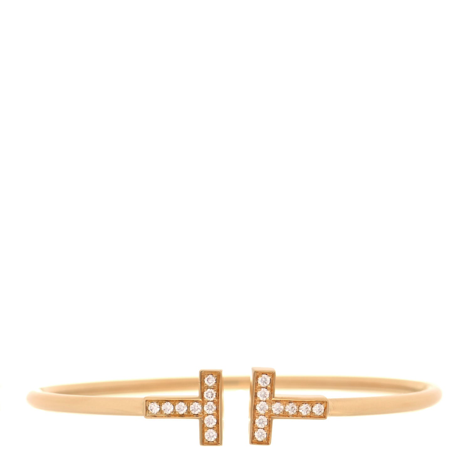 Tiffany 18K Yellow Gold Diamond T Wire Bracelet 1 of 5