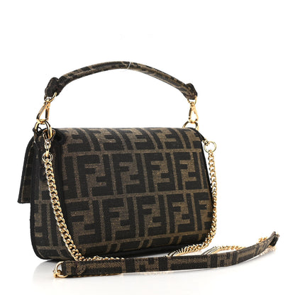 Fendi Fabric Jacquard FF 1974 Mini Baguette Tobacco Moro Black 3 of 10