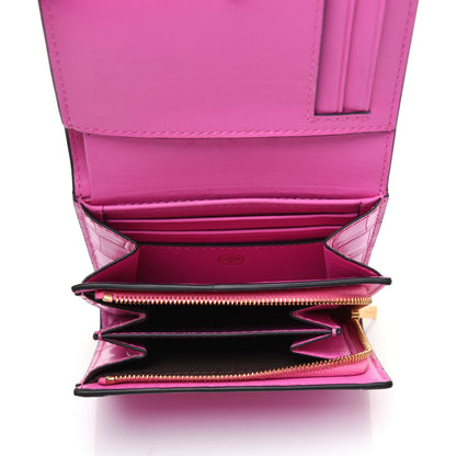 Mulberry Crocodile Embossed Calfskin Small French Continental Wallet Raspberry Pink 5 of 14