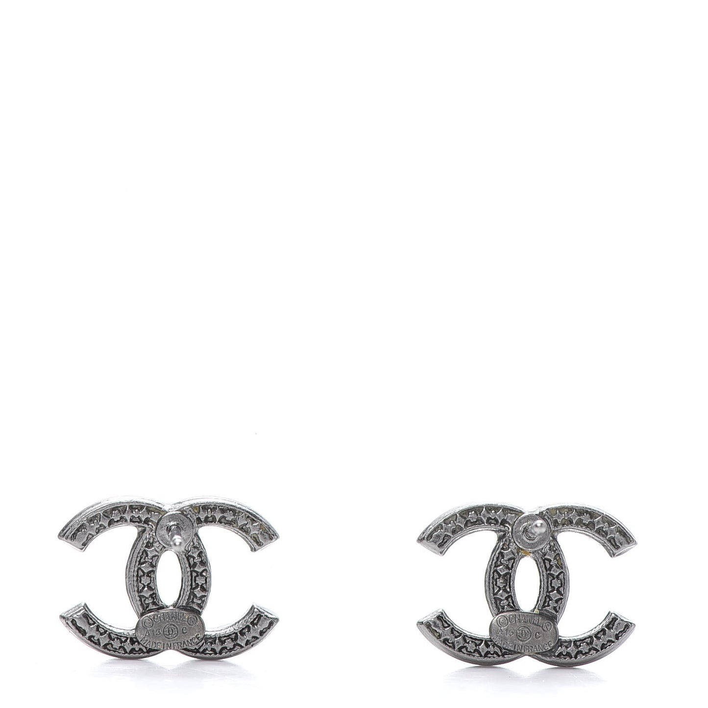 Ruthenium Engraved CC Earrings