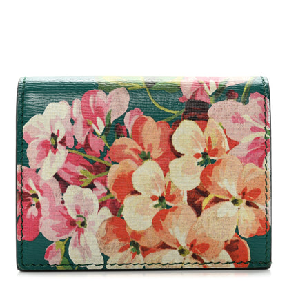 Gucci Shangai Calfskin Blooms Print Card Case Wallet Clear Bright Emerald Multicolor 1 of 14
