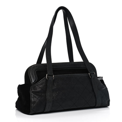 Chanel Caviar Fabric Diamond Stitched Mademoiselle Shoulder Bag Black 2 of 12