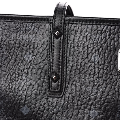 MCM Visetos Medium Anya Zip Top Shopper Tote Black 9 of 9
