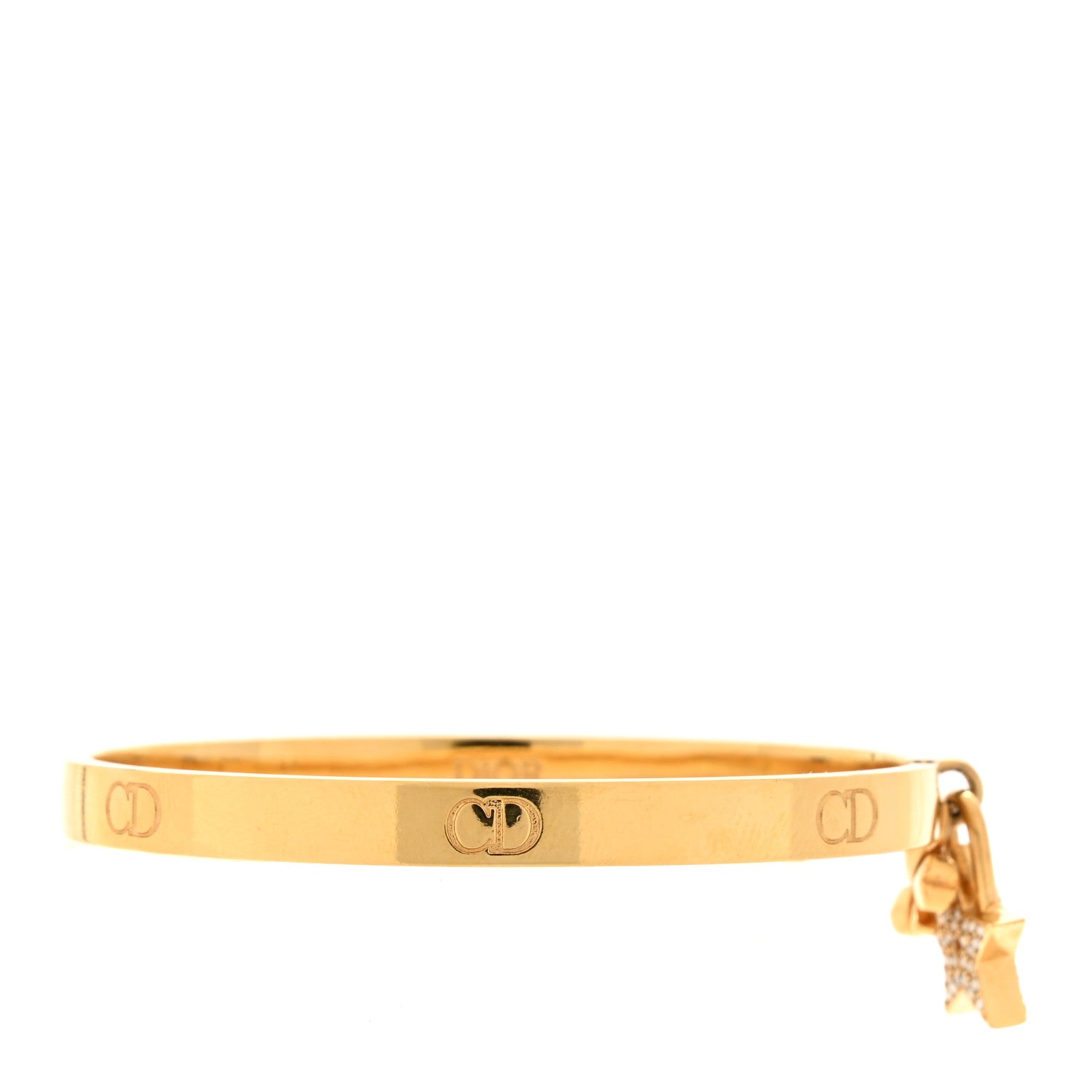 Christian Dior Metal Crystal Lucky Locket Star Bracelet Gold 1 of 4