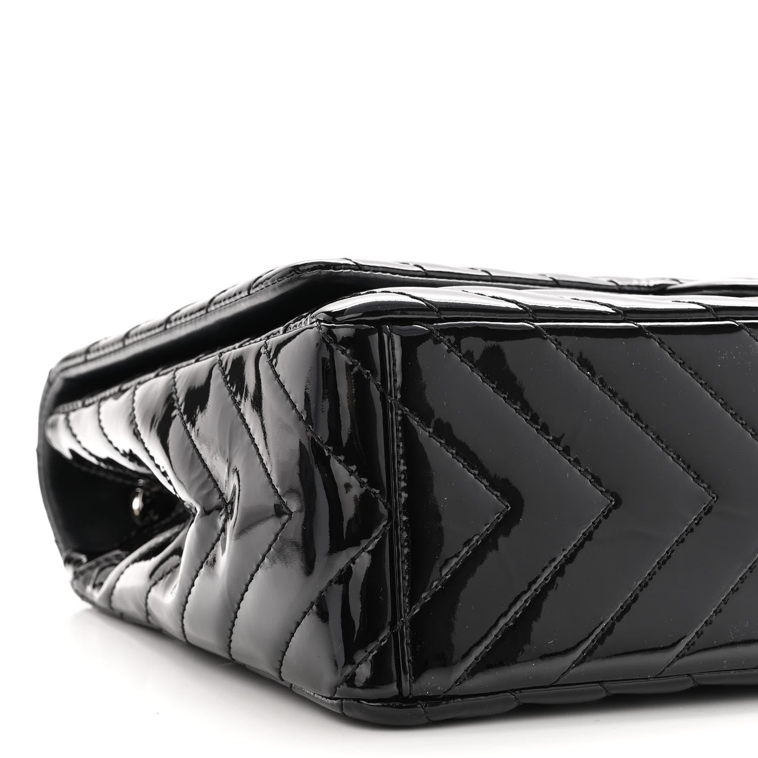Chanel Patent Chevron Quilted Maxi Single Flap Black 9 of 10