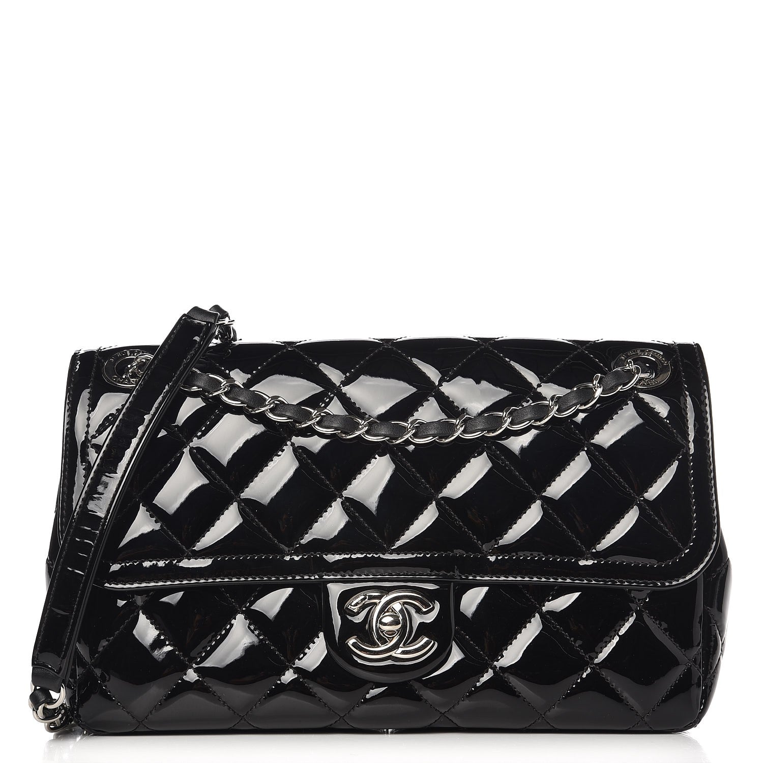Chanel Patent Quilted Large Coco Shine Flap Black 1 of 7