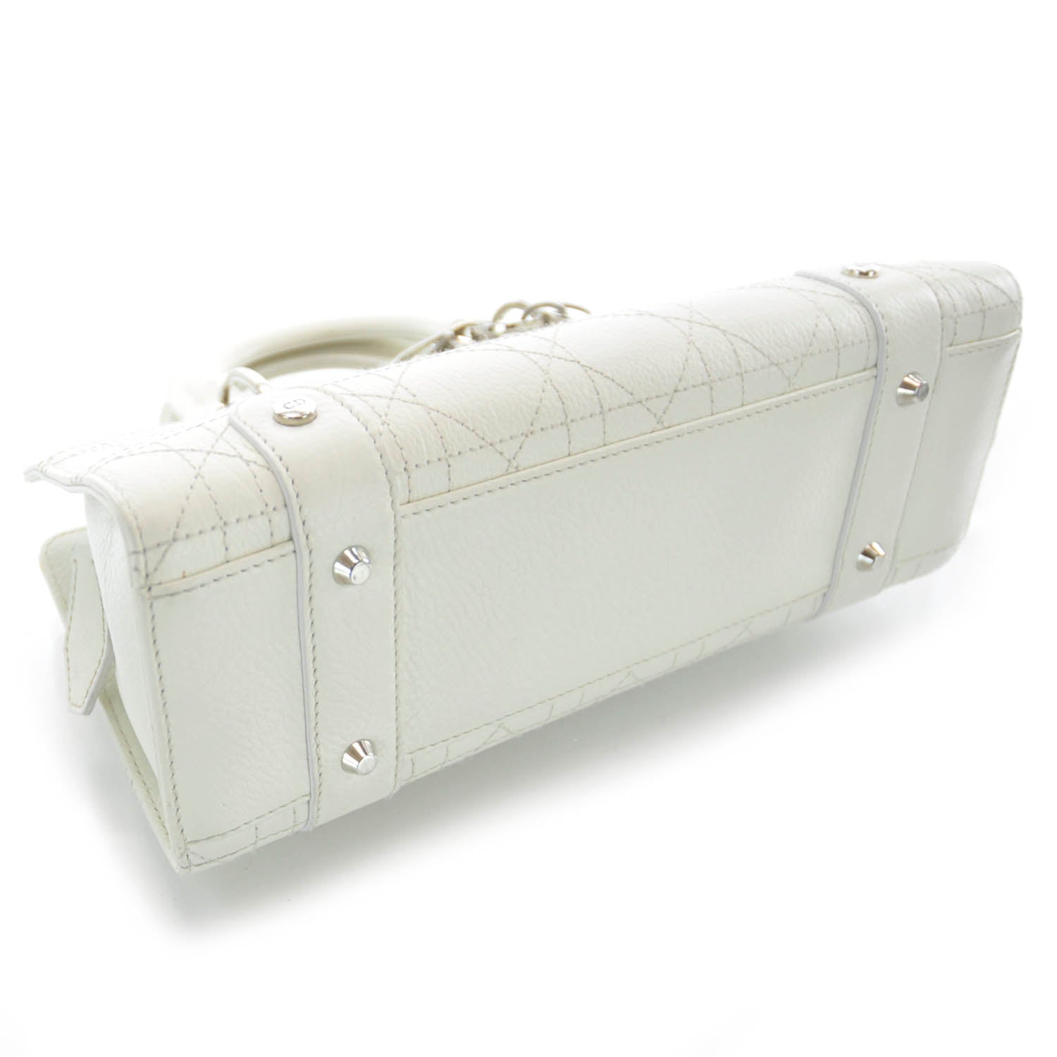 Christian Dior Calfskin Cannage Stitched Small East West Lady Dior White 3 of 6