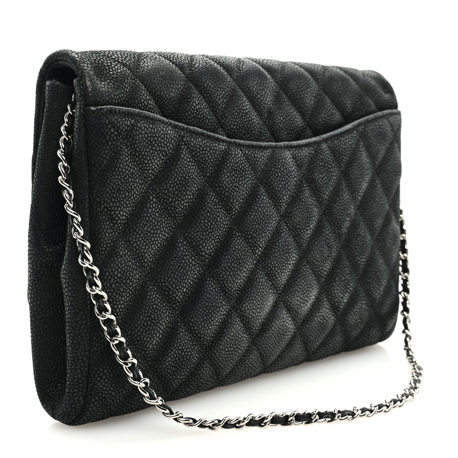 Chanel Iridescent Caviar Quilted Clutch With Chain Flap Black 3 of 9
