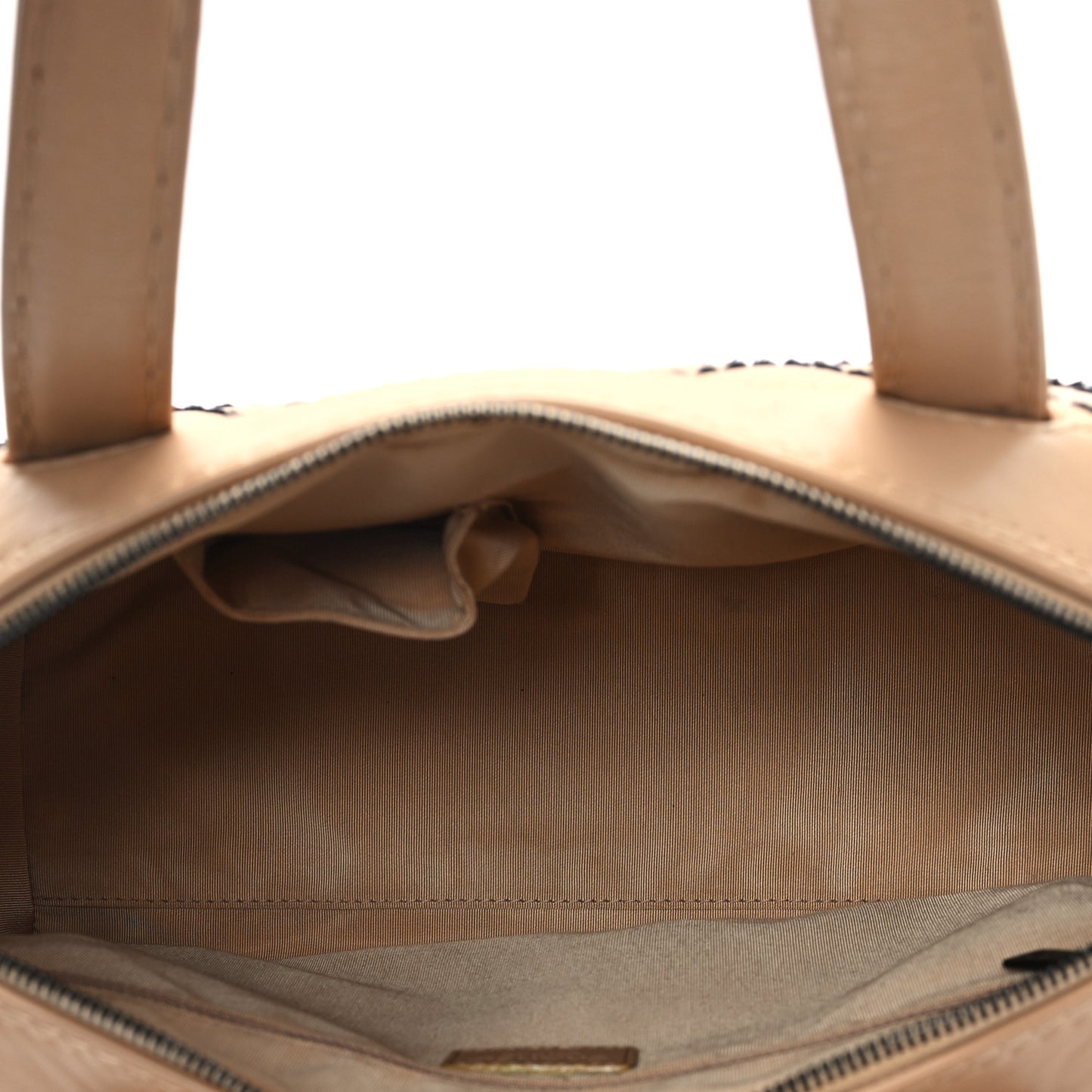 Calfskin Wild Stitch Top Handle Bag Beige