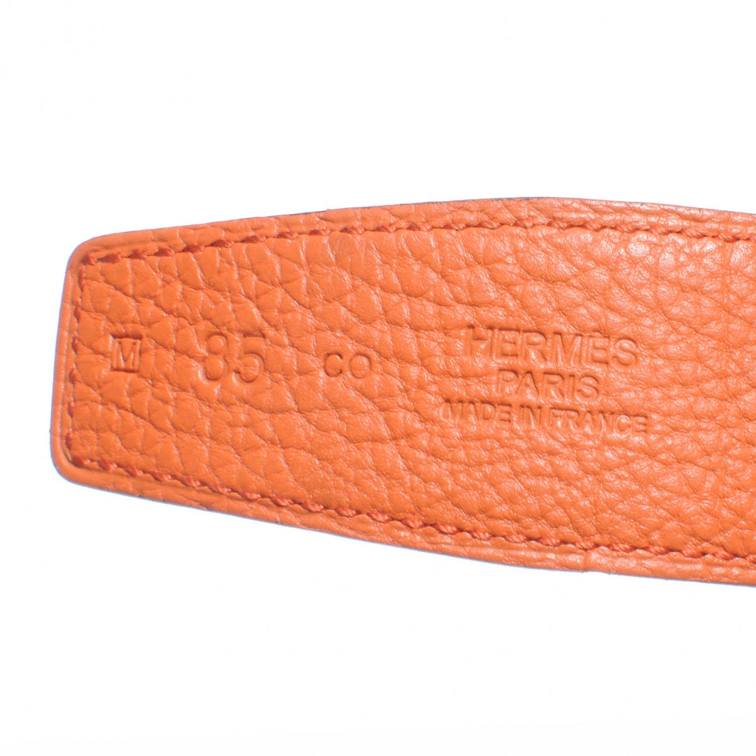 Hermes Box Clemence Reversible Belt Strap 85 Orange Chocolate 3 of 4