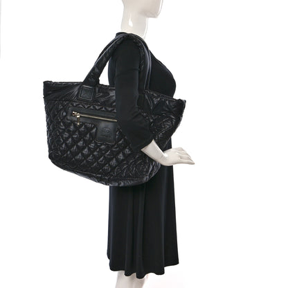 Chanel Nylon Quilted Large Coco Cocoon Tote Black 2 of 9
