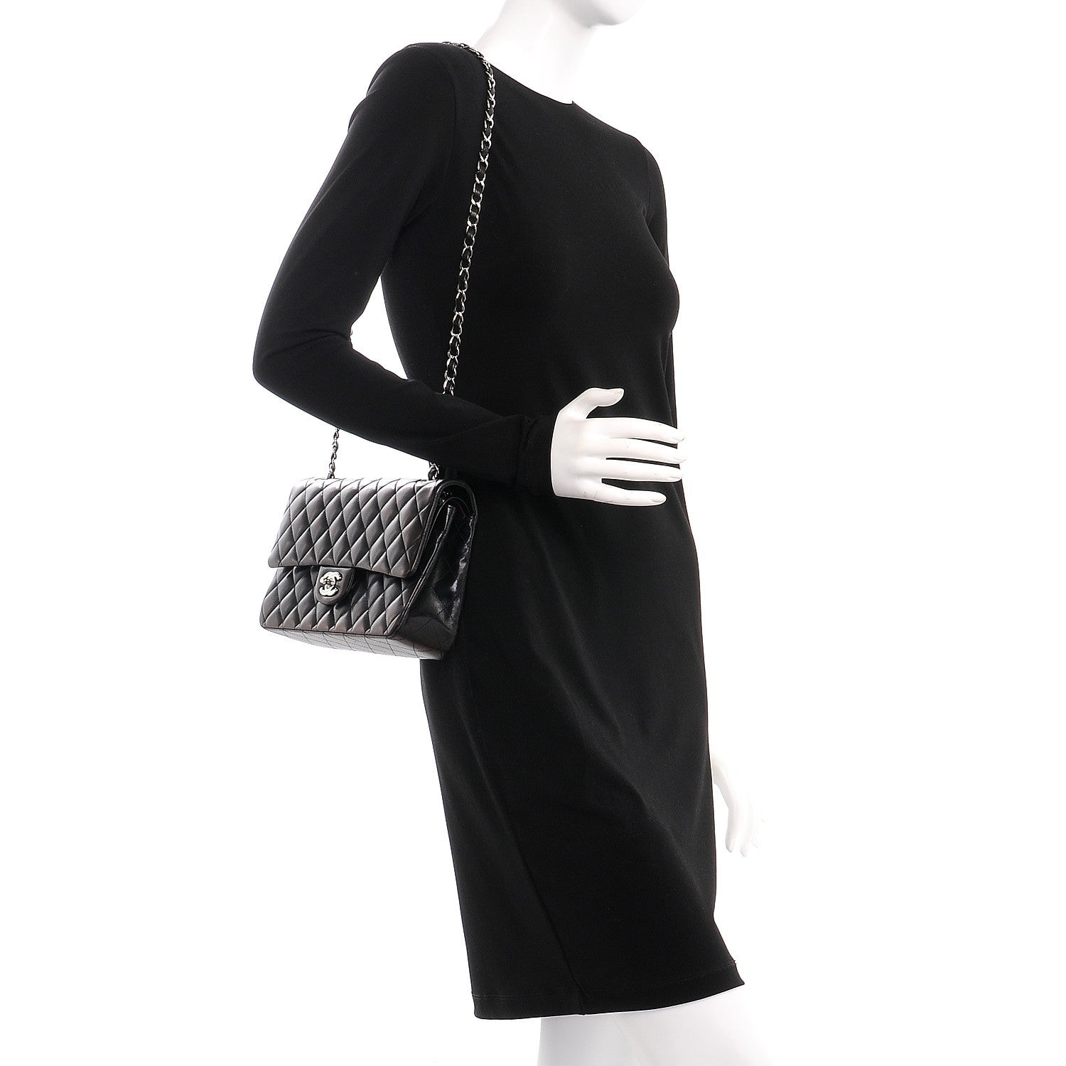 Chanel Lambskin Quilted Medium Double Flap Black 2 of 8