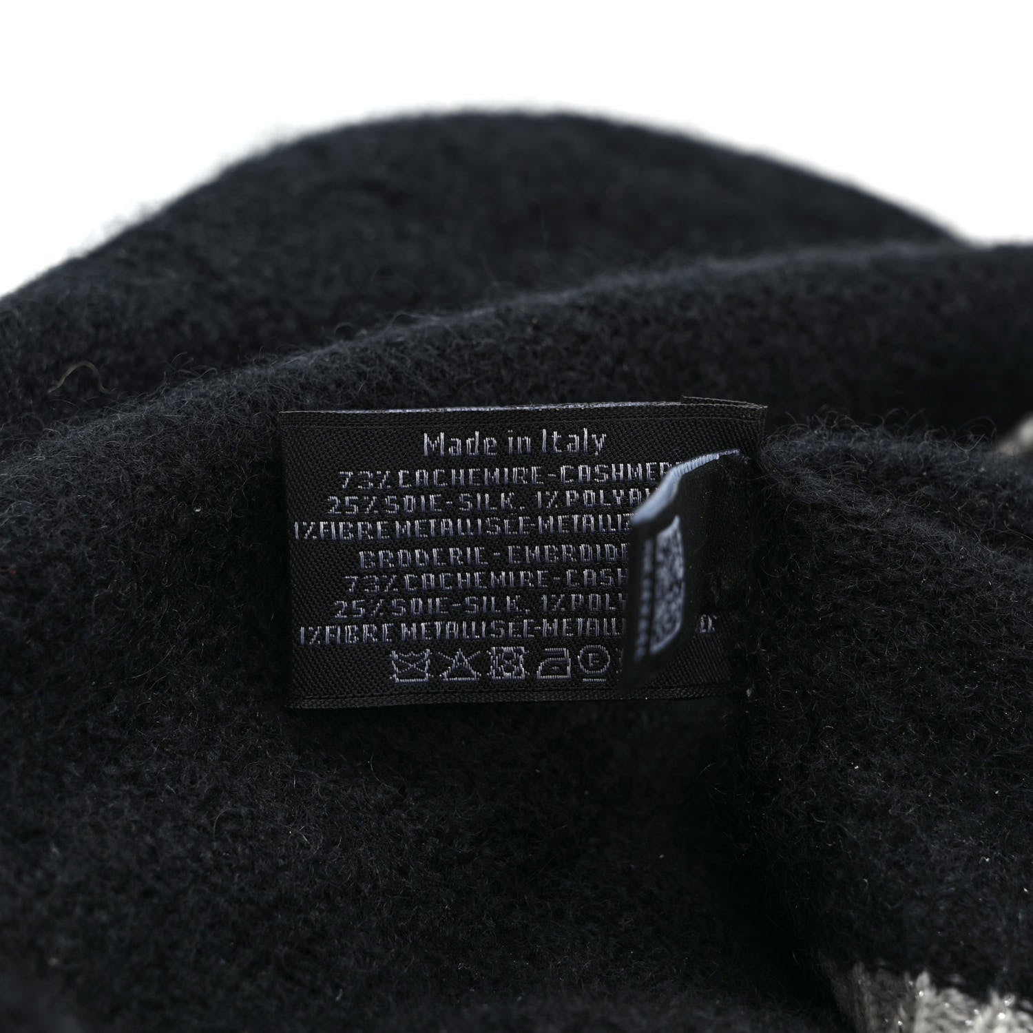 Chanel Cashmere Silk CC Beanie Hat Black White 6 of 6