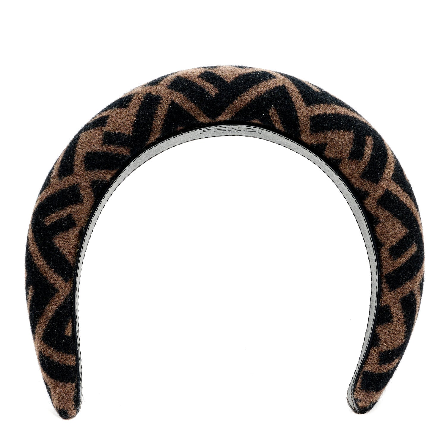 Fendi Wool Cashmere FF Logo Headband Tobacco 1 of 5
