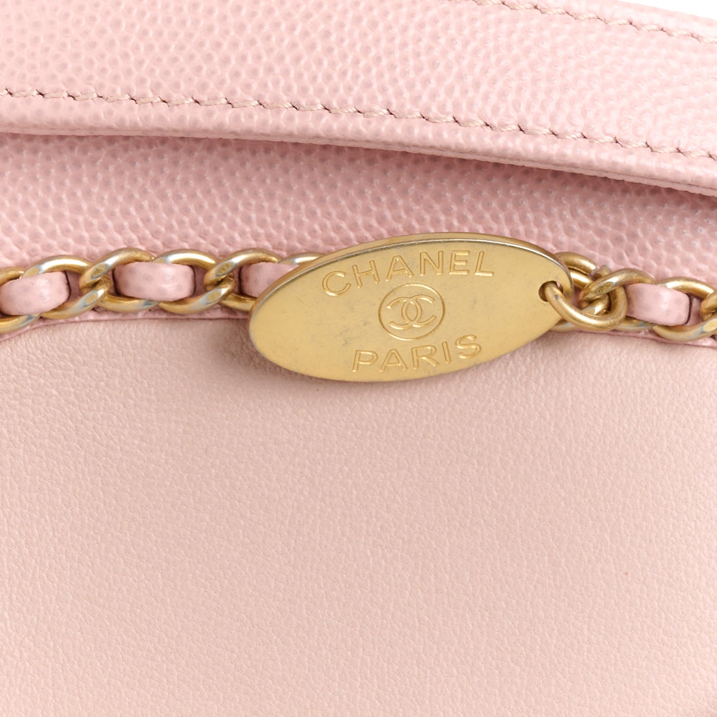 Lambskin Caviar Lovely Chains Flap Shoulder Bag Pink