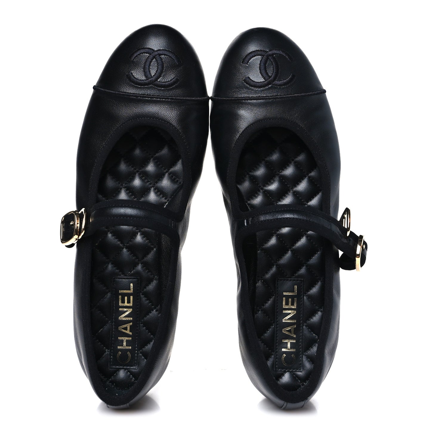 Lambskin Mary Jane Flats 39 Black
