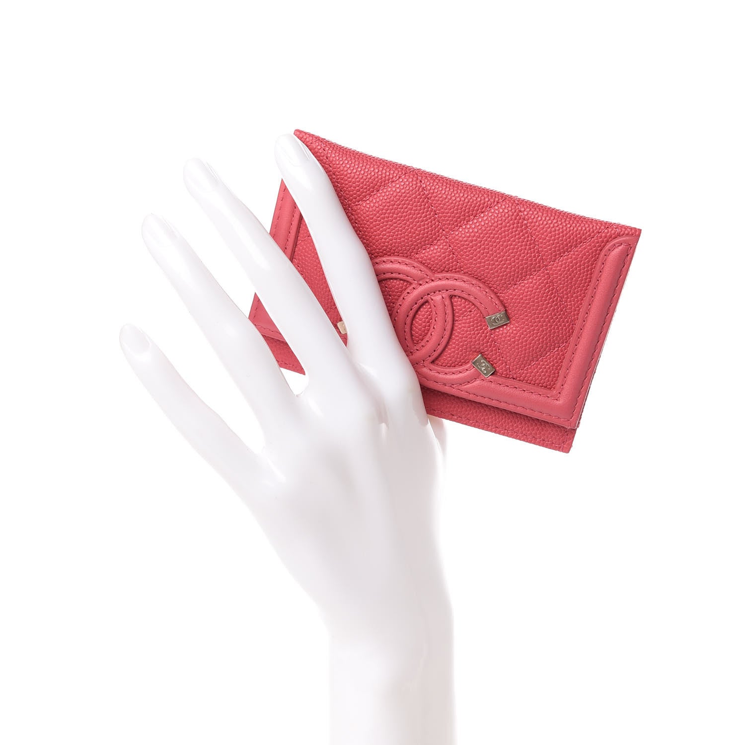 Chanel Caviar Quilted Filigree Card Holder Pink 2 of 11