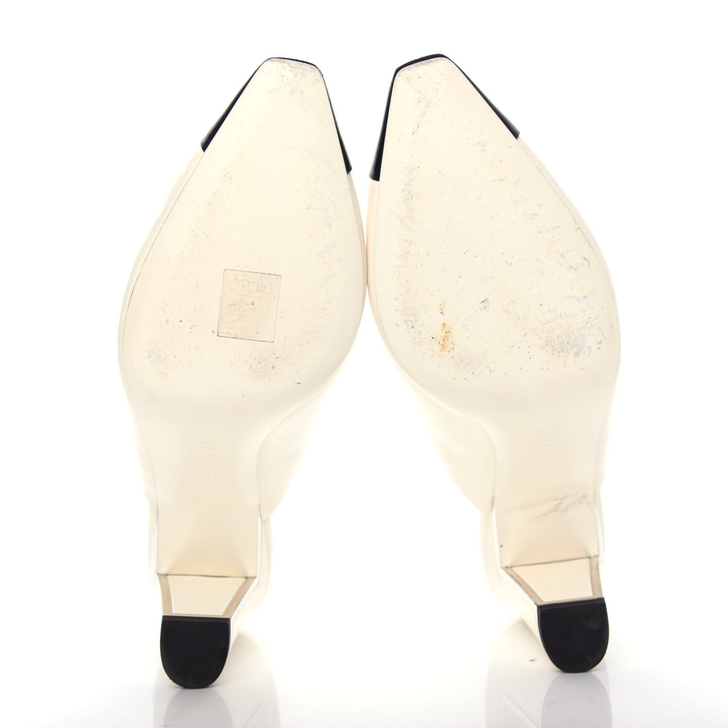 Lambskin Cap Toe Mules 38.5 Ivory Black
