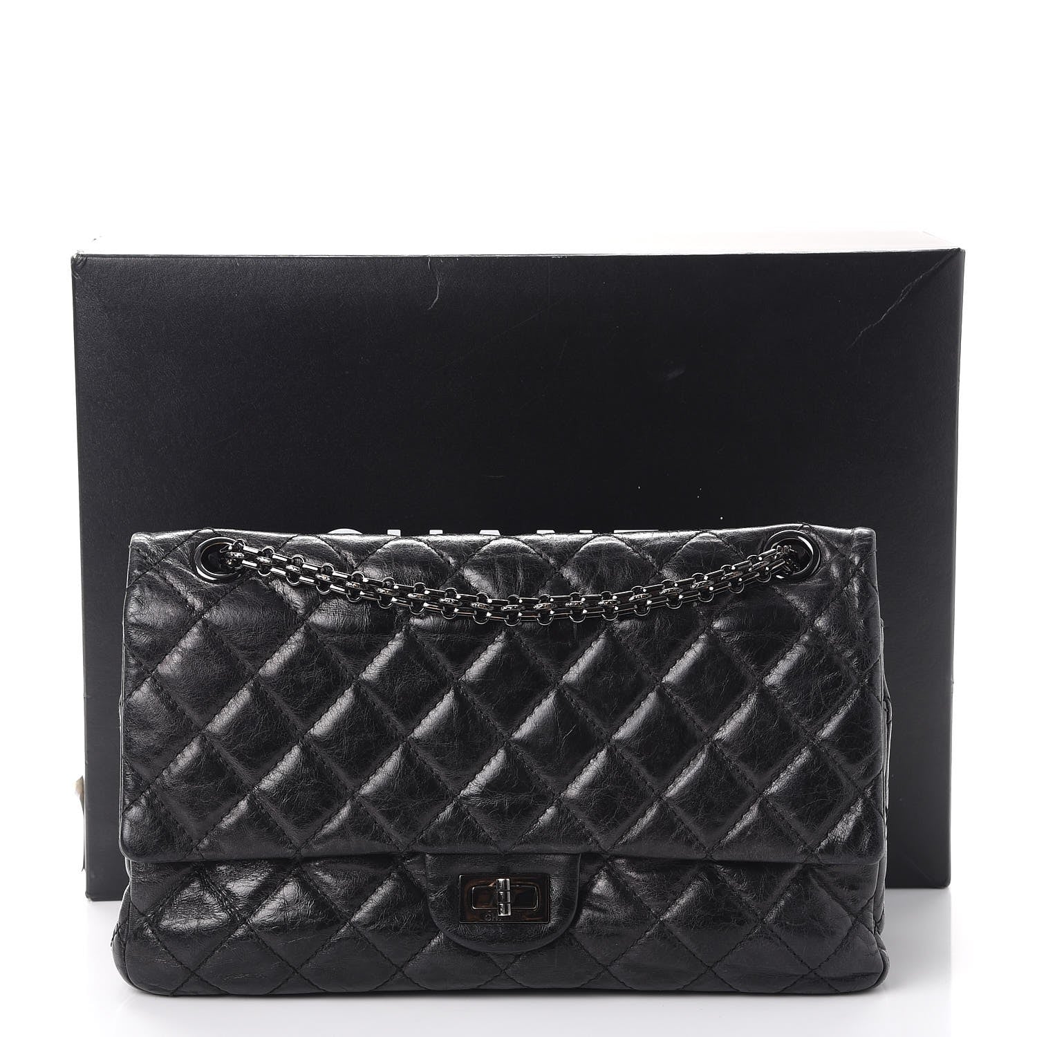 Chanel Metallic Aged Calfskin 2.55 Reissue 226 Flap So Black 10 of 10
