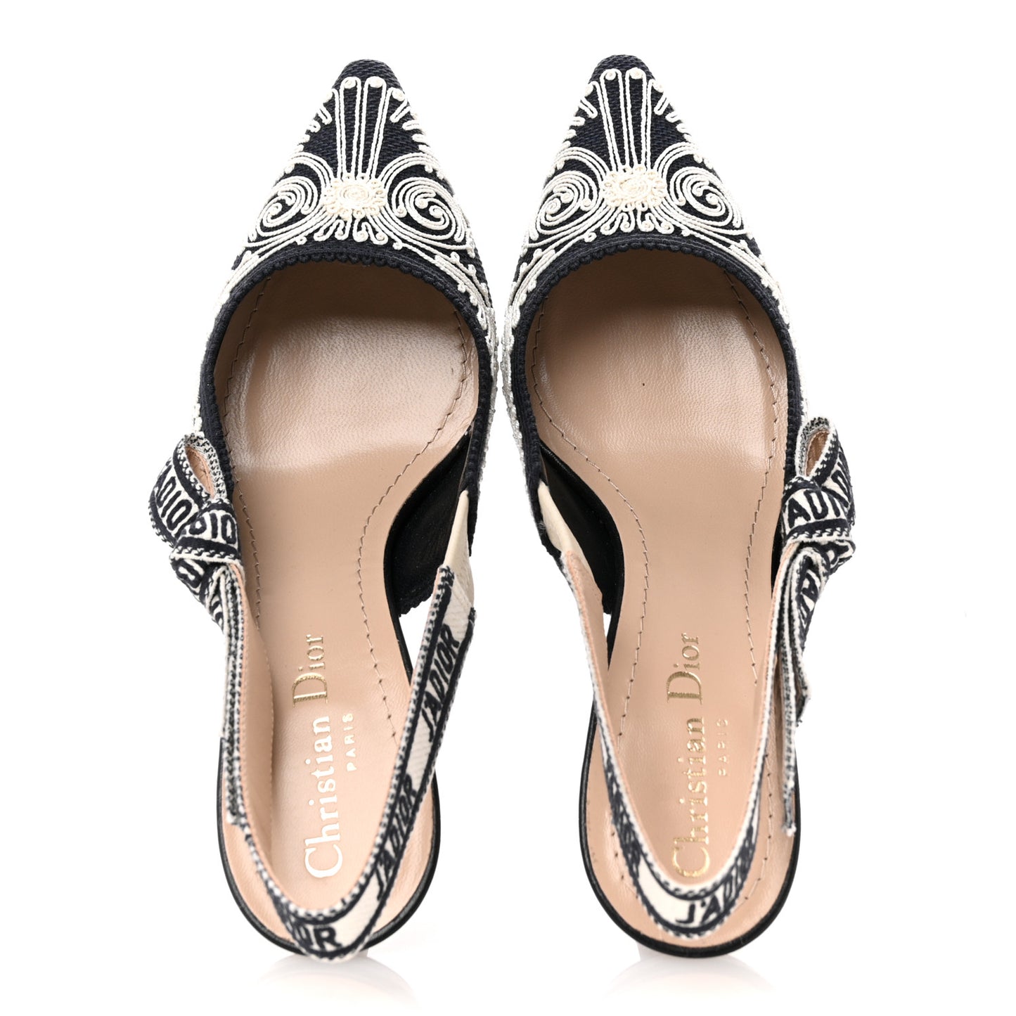 Canvas Embroidered Ornamental Cornely Ribbon J'Adior Slingback 65mm Pumps 36 Deep Blue