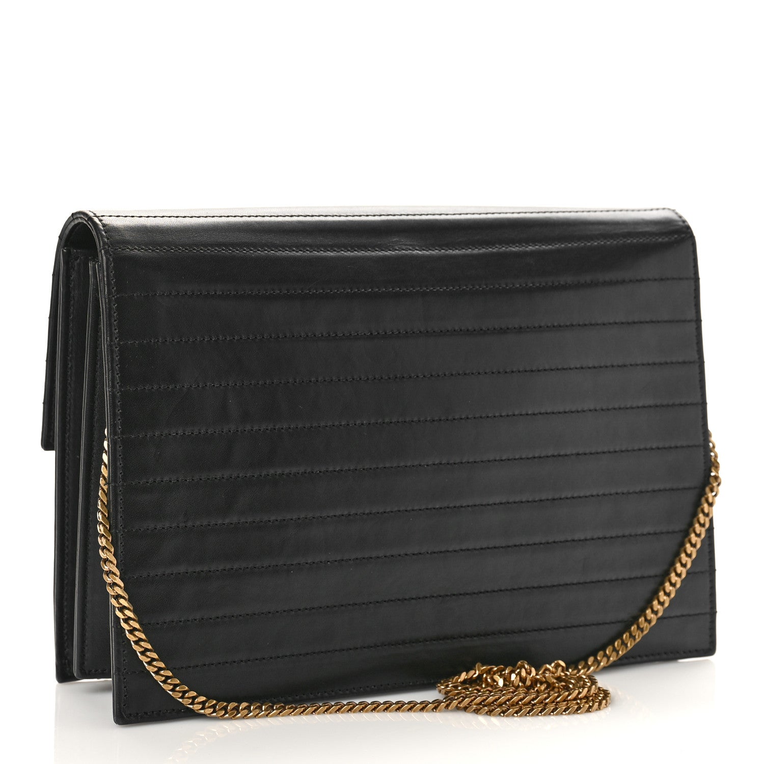 Saint Laurent Calfskin Matelasse Victoire Chain Wallet Black 3 of 10