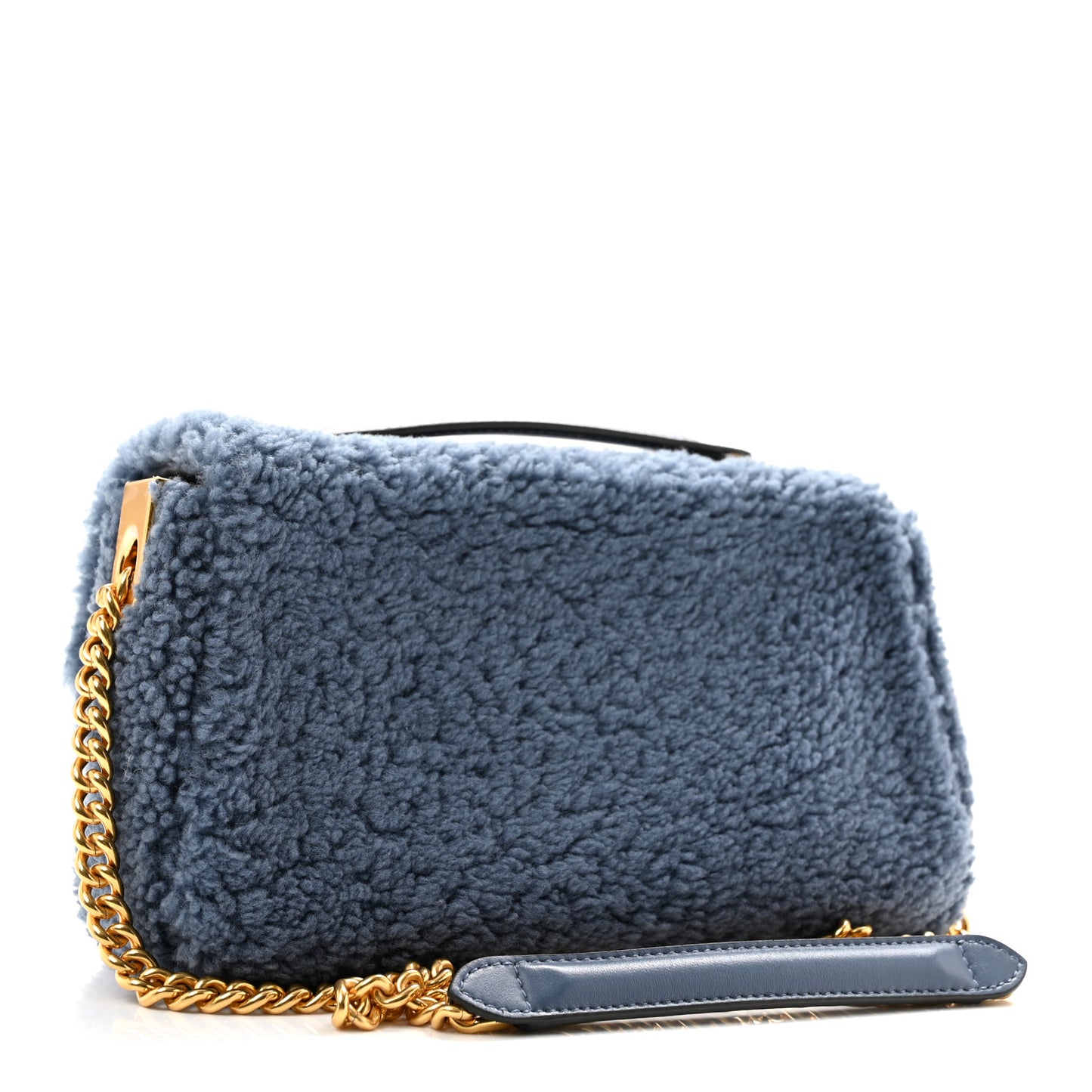 Shearling Lambskin FF Midi Chain Baguette Mirto