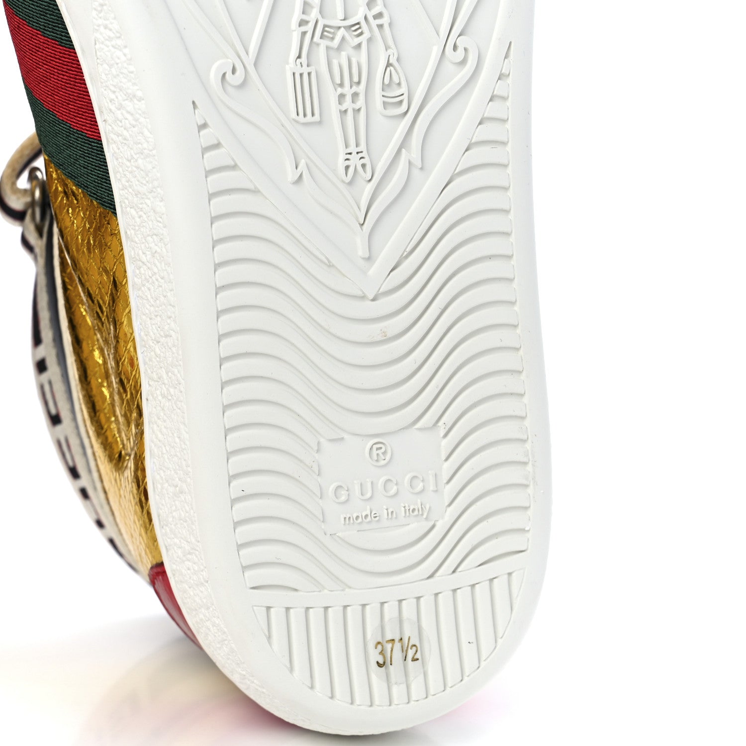 Gucci Metallic Ayers Web Womens New Ace Stripe High Top Sneakers 37.5 Oro 8 of 11