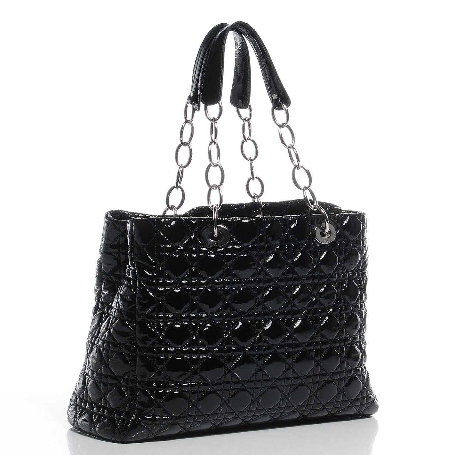 Christian Dior Patent Cannage Dior Soft Shopping Tote Black 3 of 8