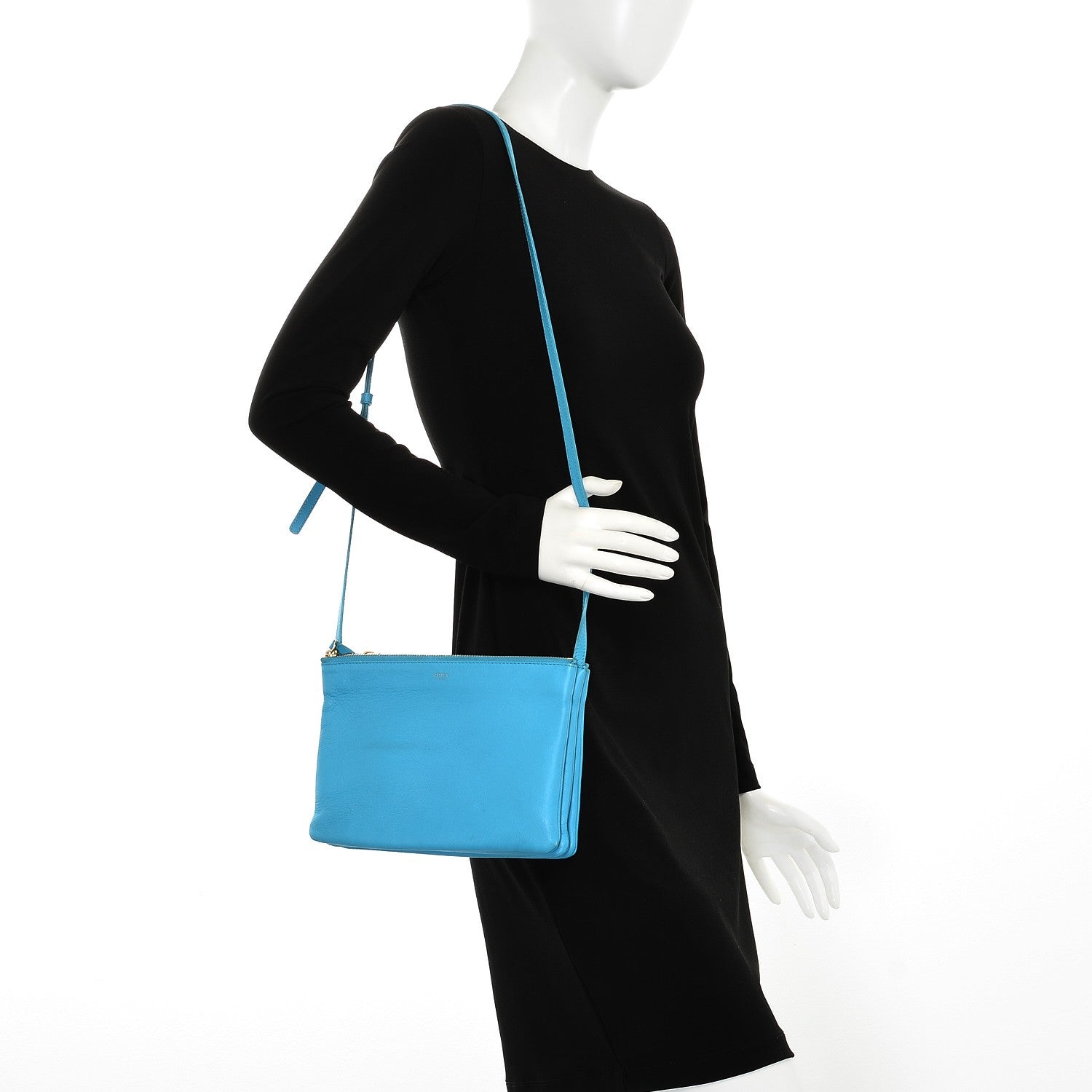 Celine Lambskin Large Trio Crossbody Bag Turquoise 2 of 9