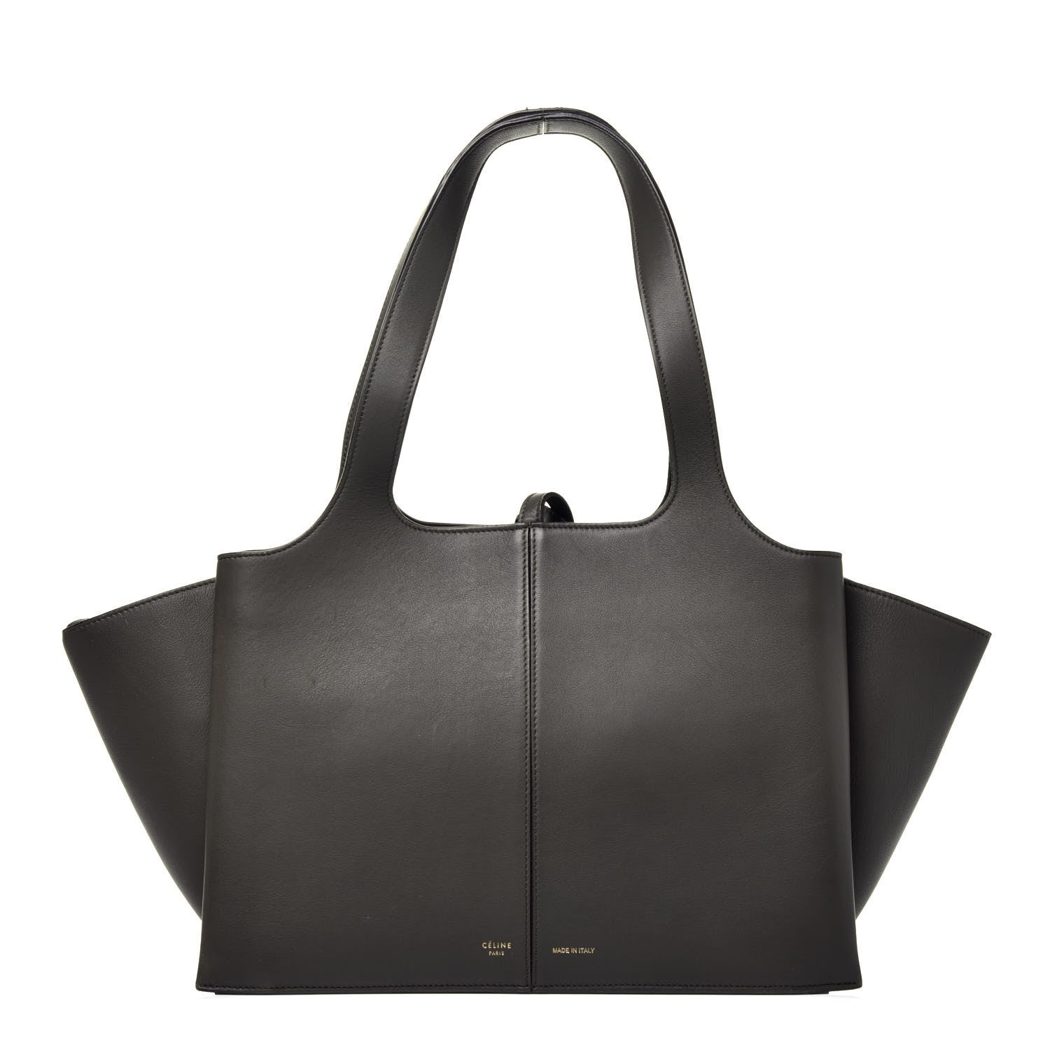 Celine Calfskin Small Tri-Fold Shoulder Bag Anthracite 1 of 10