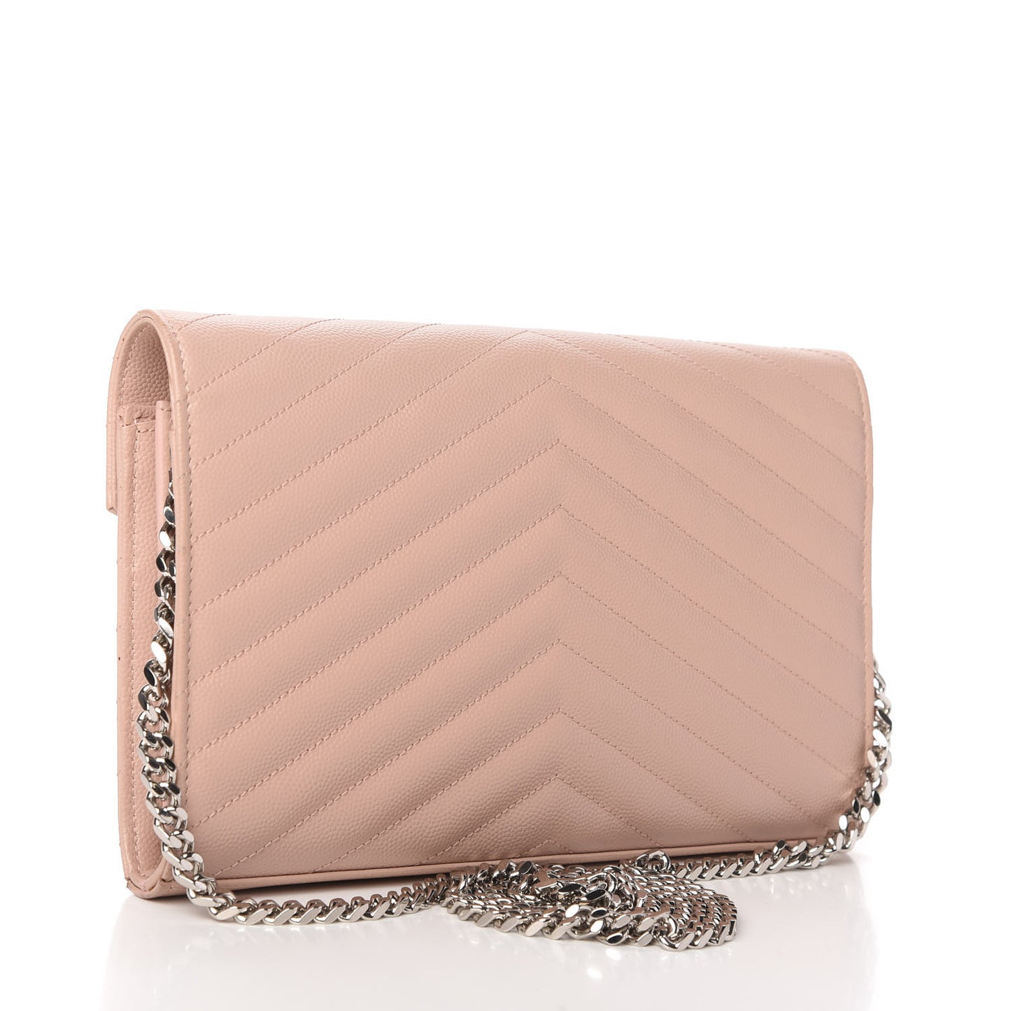 Grain De Poudre Matelasse Chevron Monogram Chain Wallet Pale Pink