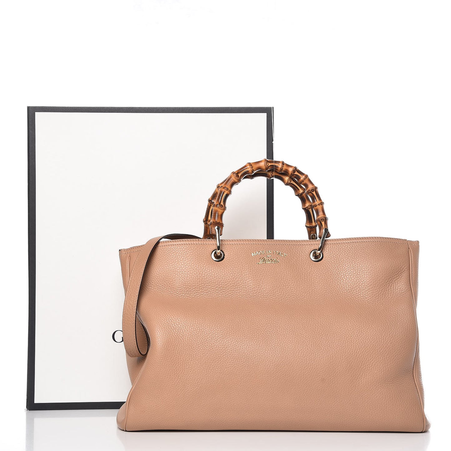 Pebbled Calfskin Large Bamboo Shopper Tote Camelia