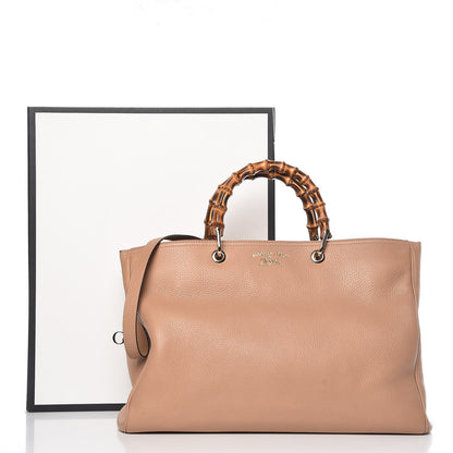 Gucci Pebbled Calfskin Large Bamboo Shopper Tote Camelia 12 of 12