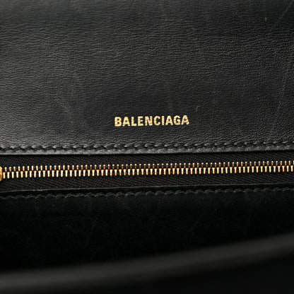 Balenciaga Shiny Box Calfskin Medium Hourglass Top Handle Bag Black 7 of 10