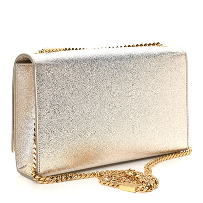 Saint Laurent Metallic Calfskin Medium Classic Monogram Kate Satchel Pale Gold 3 of 9