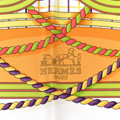 Hermes Silk Grande Tenue Scarf 90 Blanc Corail Mauve 2 of 6