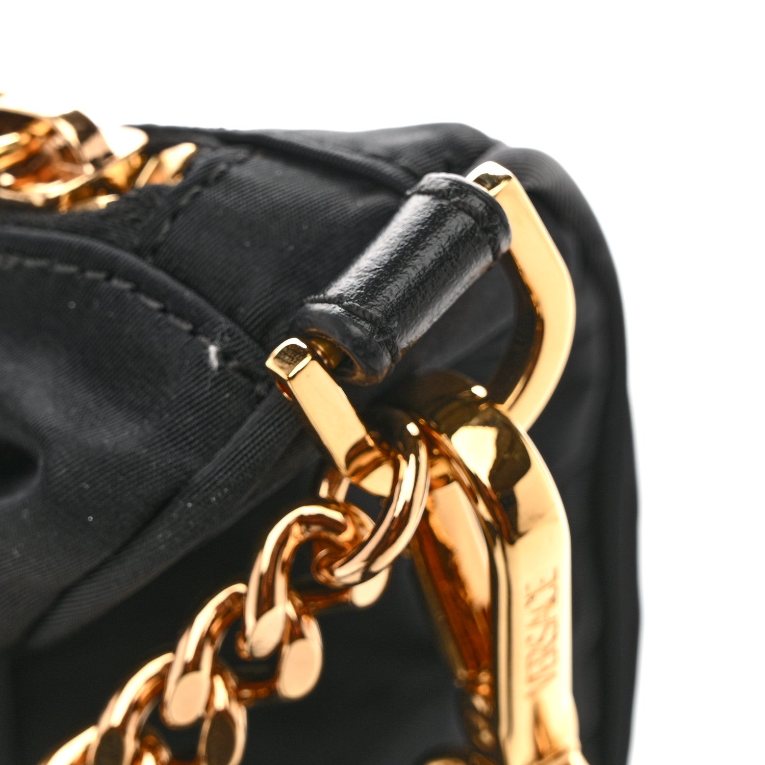 Versace Nylon Tribute Chain Crossbody Shoulder Bag Black 11 of 11