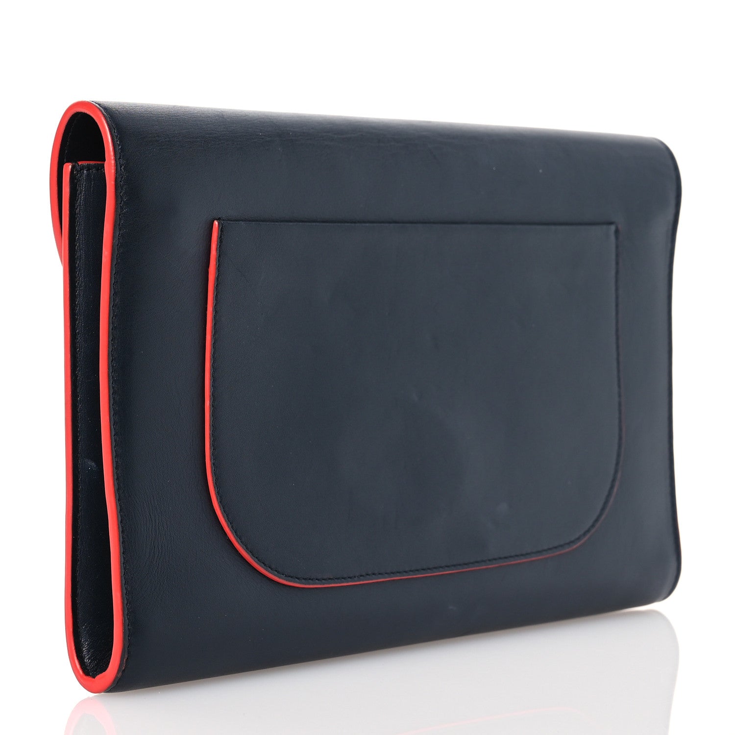 Celine Smooth Calfskin Trotteur Clutch Navy Blue Red 3 of 20