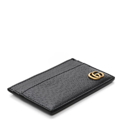 Gucci Calfskin Boar Effect GG Marmont Card Holder Black 3 of 5
