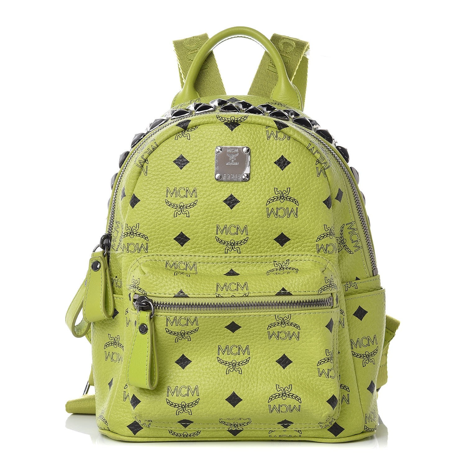MCM Visetos Side Stud Mini Crown Stark Backpack Green 1 of 10