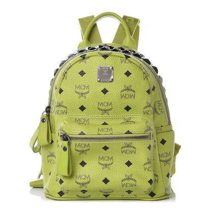MCM Visetos Side Stud Mini Crown Stark Backpack Green 1 of 10