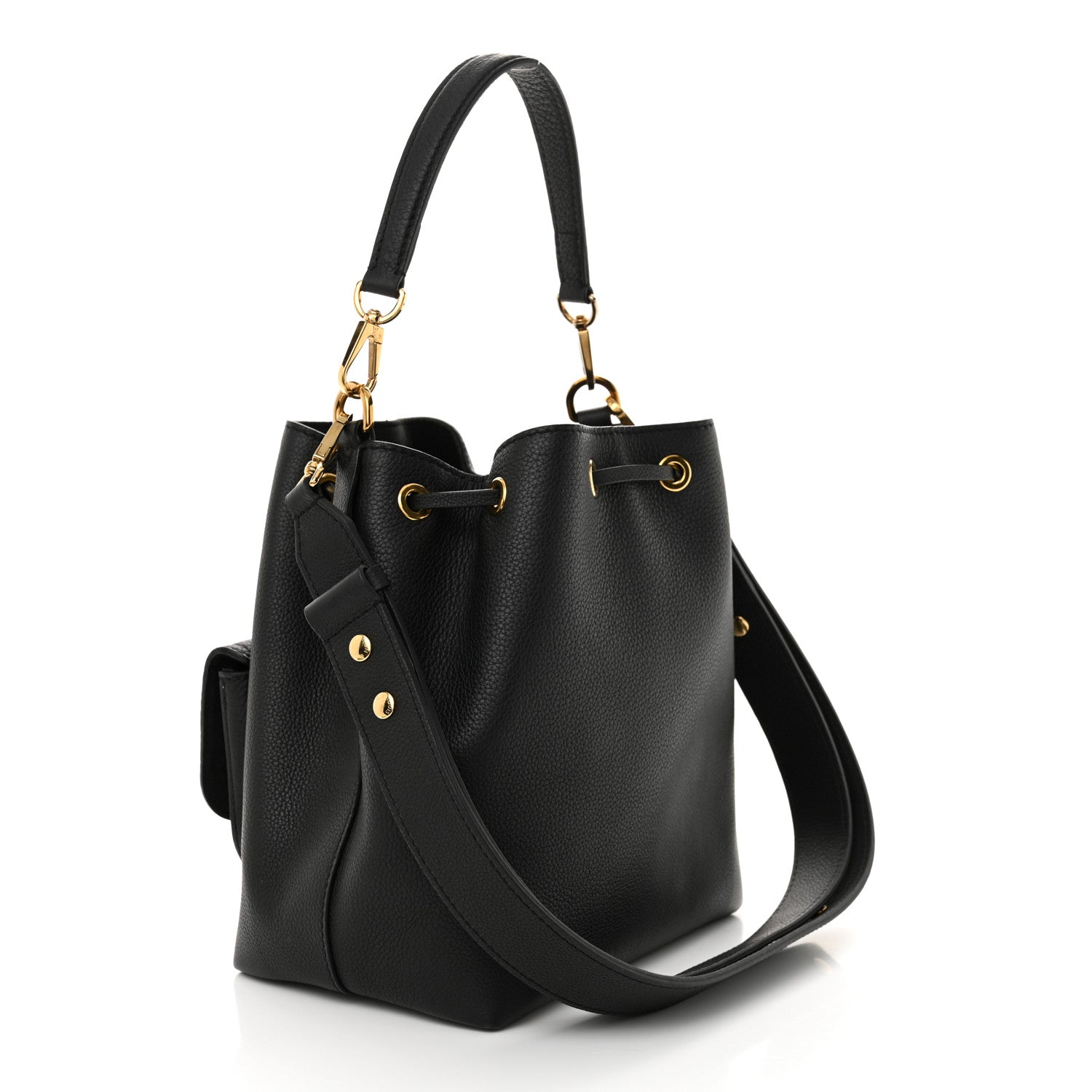 Louis Vuitton Calfskin Lockme Bucket MM Black 3 of 9