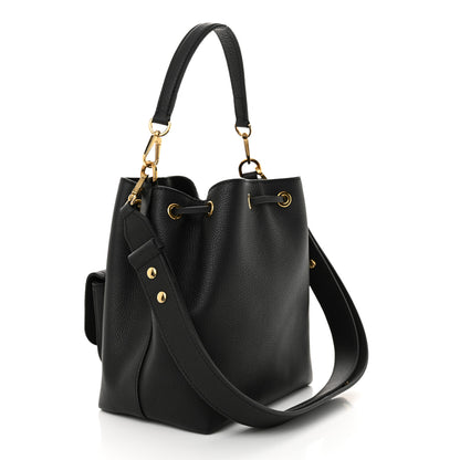 Louis Vuitton Calfskin Lockme Bucket MM Black 3 of 9