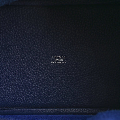 Hermes Taurillon Clemence Casaque Picotin Lock 18 PM Bleu Electrique Bleu Encre 6 of 11