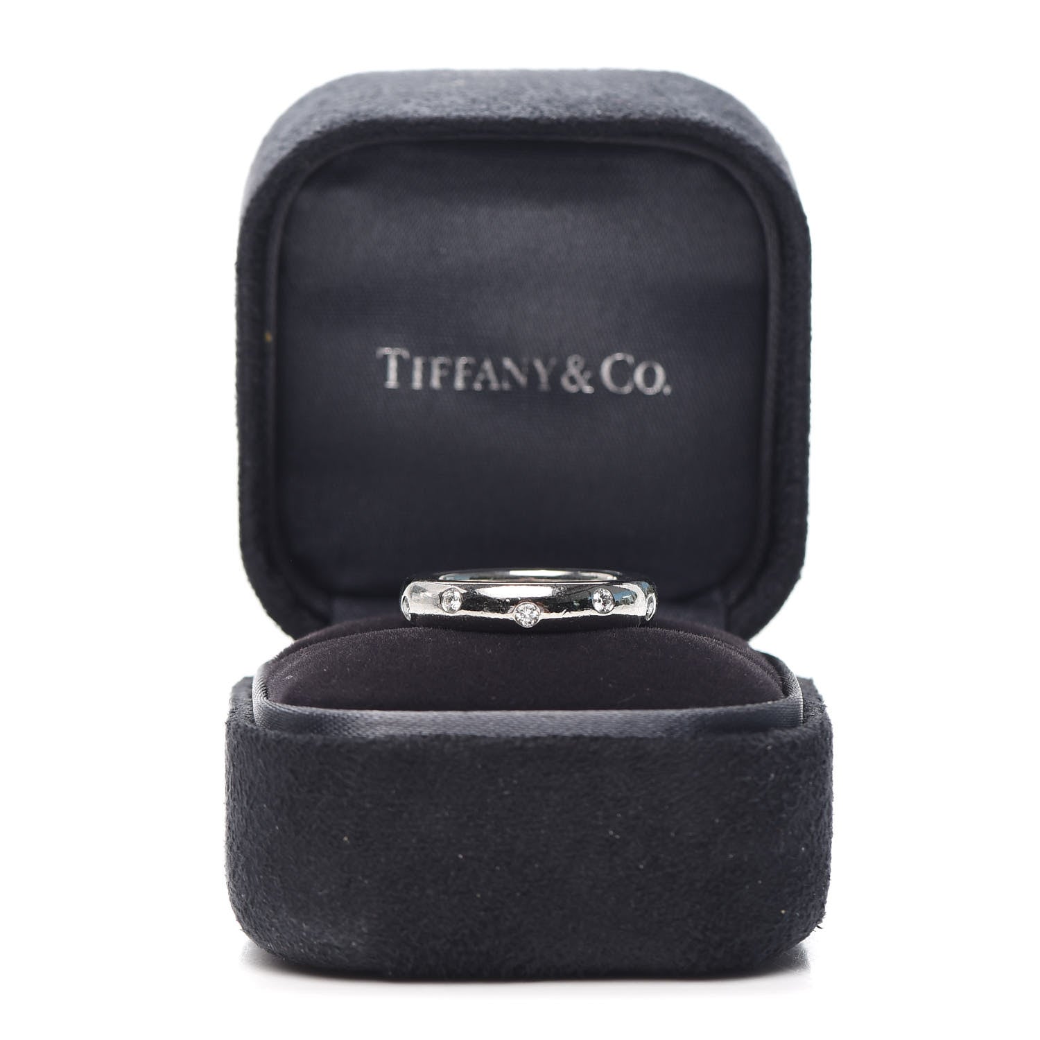 Tiffany Platinum Diamond 4mm Etoile Band Ring 56 7.5 6 of 6