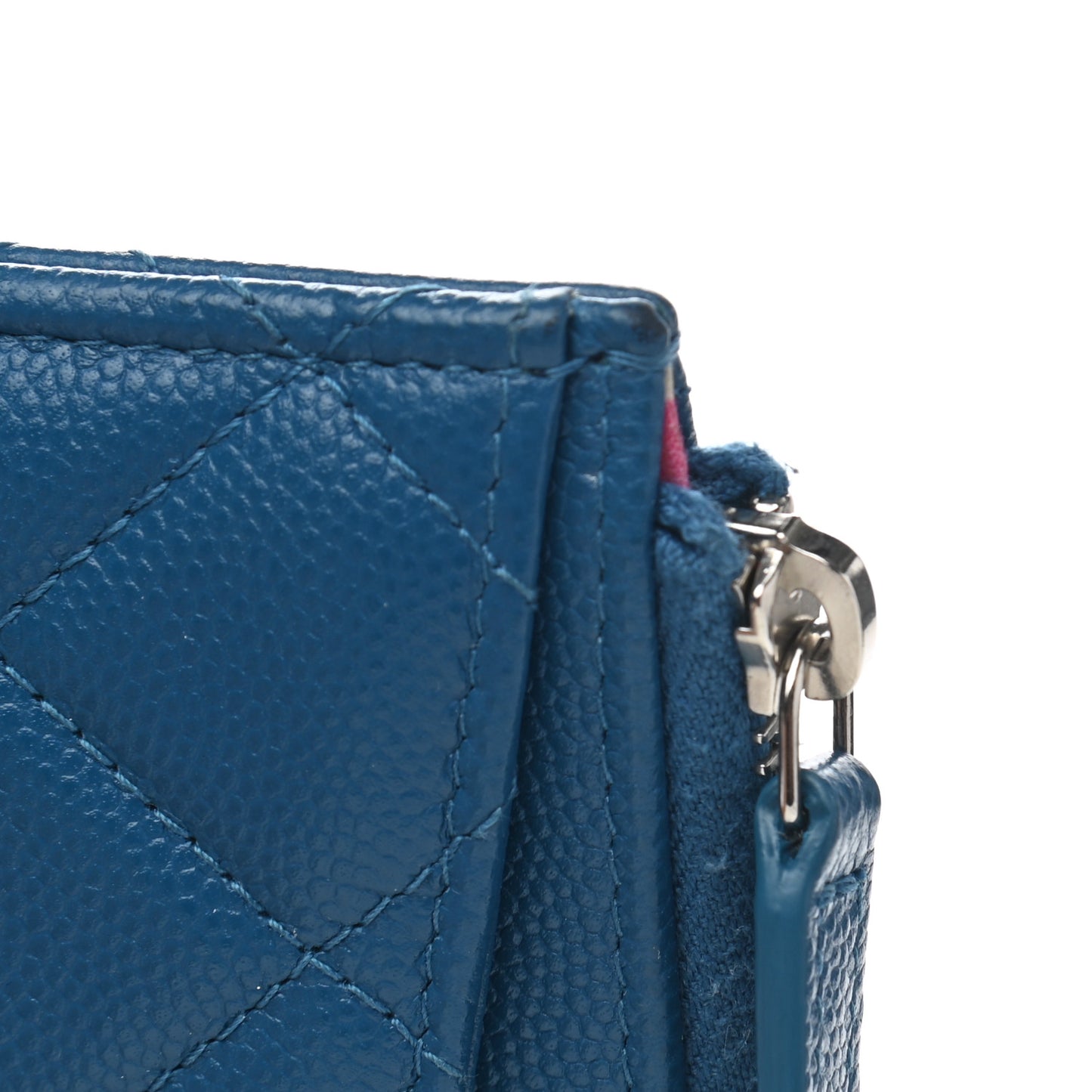 Caviar Quilted Classic Zip Pouch Blue