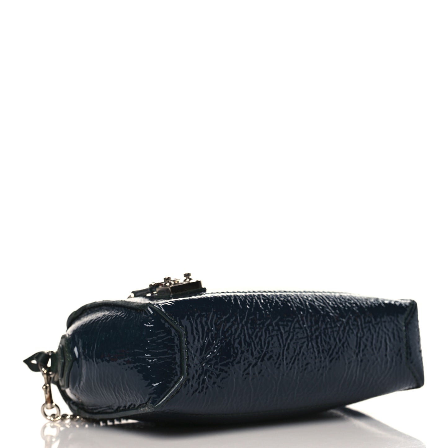 Vernis Deerskin Bonded Chain Pochette Marine
