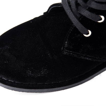 Chanel Velvet CC Lace Up Boots 36.5 Black 12 of 13